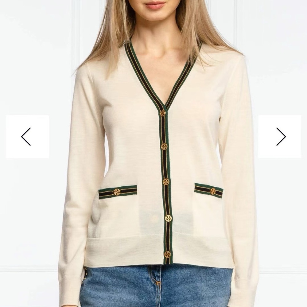 NWT Tory Burch Color-Block Madeline Cardigan: Women's Designer Sweaters size L